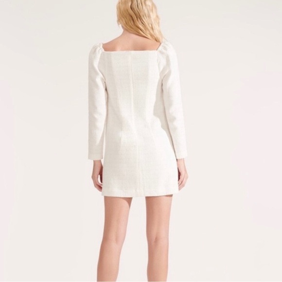 VERONICA BEARD Alona Tweed Square Neck Long Sleeve Mini Dress Ivory 8 - Picture 8 of 16
